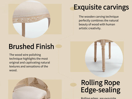 Dining Chairs Upholstered With Fan Shaped Back (Set of 2) - Beige