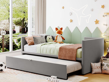 Twin Size Upholstered Daybed With Pop Up Trundle