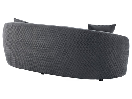 Luxe Upholstered Curved Sofa With Trim And Diamond Quilting - Dark Gray