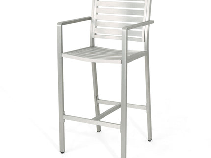 Outdoor Aluminum Rust Proof Barstools (Set of 2) - Silver