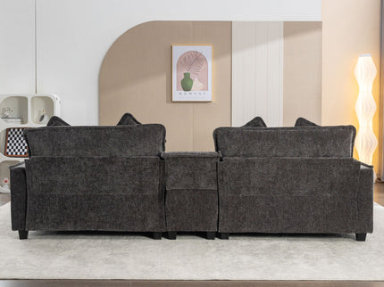 Modern Sectional Sofa With Removable Ottomans, USB Ports