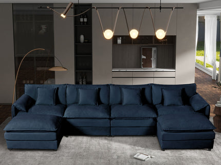 Modern Comfy Deep Seat Modular Sectional Sofa Cloud Couch With Ottoman