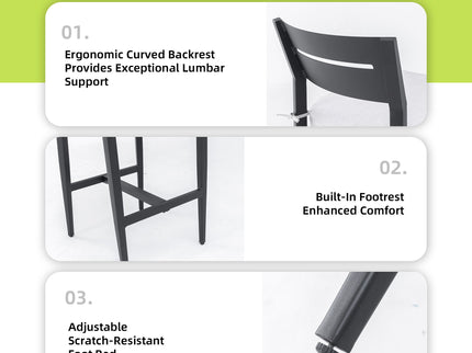 Modern Outdoor Bar Stools With Backrest And Footrest (Set of 2)