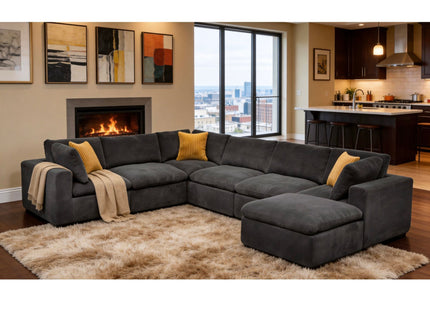 Custom Configuration Modular Sectional With Toss Pillows