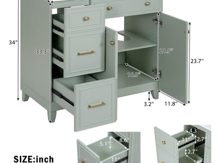 Bathroom Vanity With Sink, Soft Close Doors, Adjustable Shelves
