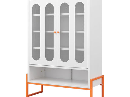 Modern Metal Shoe Cabinet With DoublebSided Doors And Adjustable Partitions