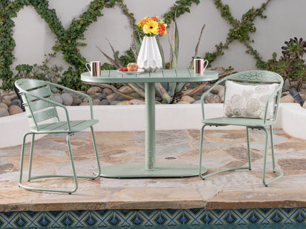 3 Piece Elegant Outdoor Bistro Set With 2 Chairs And Oval Table