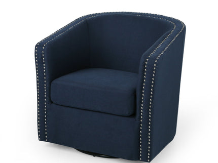 Modern Upholstered Swivel Club Chair With Nailhead Trim
