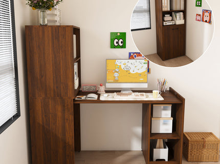 Stretchable Office Desk With Storage Shelves And Mobile Wheels
