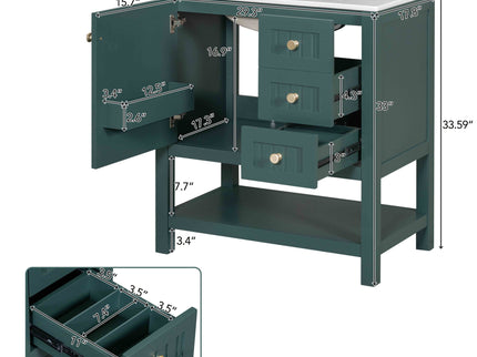 Transitional Style Bathroom Vanity Cabinet Combo With Ceramic Sink