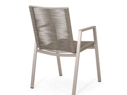 Outdoor Modern Aluminum Dining Chair Set With Rope Sea (Set of 2)