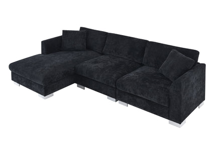 Modern Cloud Sectional Sofa L Shaped Luxury Couch Set With 2 Free Pillows 4 Seat With Oversized Chaise