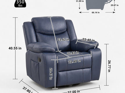 Rocker Recliner Chair With Manual Recline And 360° Swivel Base
