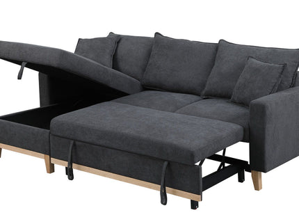 Colton - Reversible Sleeper Sectional Sofa With Storage Chaise - Dark Gray