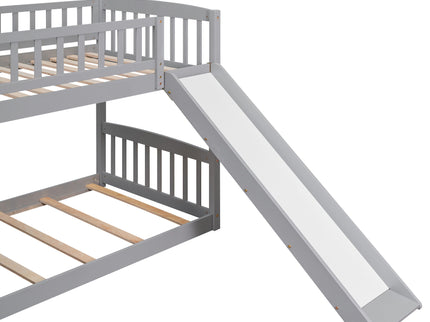 Twin Over Twin Bunk Stairway Bed With 2 Drawers And Slide - Gray