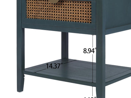 2 Drawer Side Table, Natural Rattan