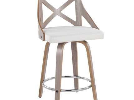 Charlotte - Farmhouse Fixed Height Counter Stool & Swivel With Round Footrest (Set of 2)
