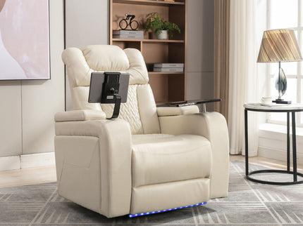 270 Degree Swivel Power Recliner With Tray Table, Phone Holder, Cup Holder, USB Port