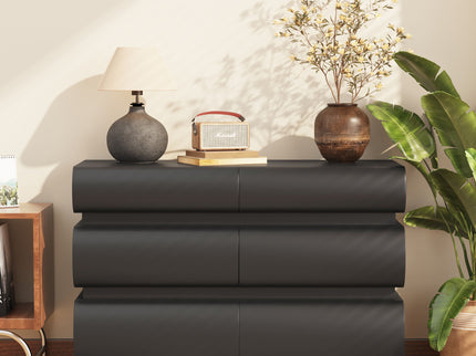 Minimalist Modern 6 Drawer Dresser, Handle Free Design With Wide Storage