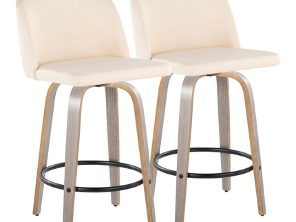 Toriano - Contemporary Fixed Height Counter Stool With Swivel & Round Footrest (Set of 2)