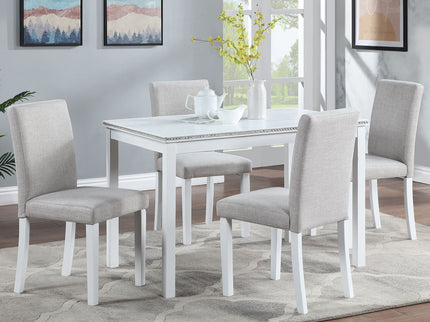 Dining Table Set With Crystal Decoration And Upholstered Chairs
