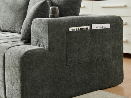 L - Shaped Sectional Sofa With Cup Holders & Side Pockets