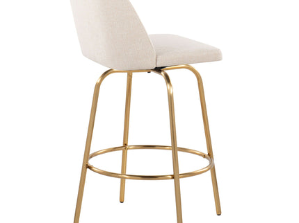 Toriano - Contemporary, Fixed Height Counter Stool With Swivel With Round Footrest (Set of 2)