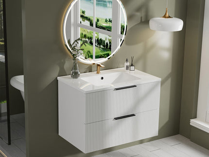 Modern Wall Mounted Floating Bathroom Vanity With Sink And Drawers