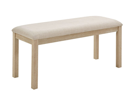 6 Piece Dining Table Set With Bench - Beige / Light Oak