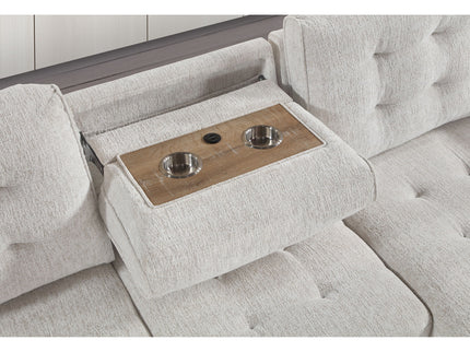 Gustavo - Sofa, Pull Out Bed, Storage Chaise, USB And Cup Holders - Beige