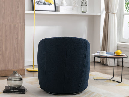 Teddy Fabric Swivel Accent Armchair Barrel Chair With Powder Coating Metal Ring