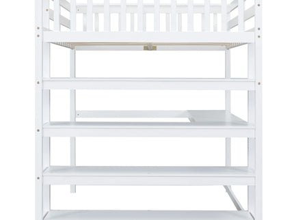 Loft Bed With Storage Shelves And Under Bed Desk