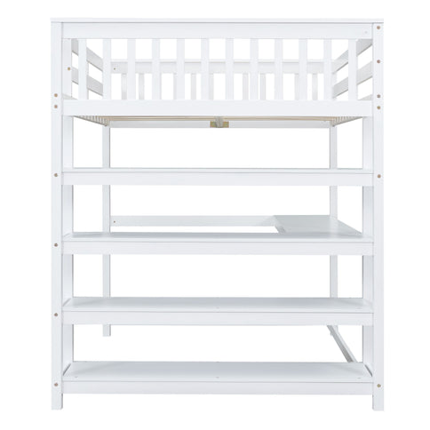Loft Bed With Storage Shelves And Under Bed Desk