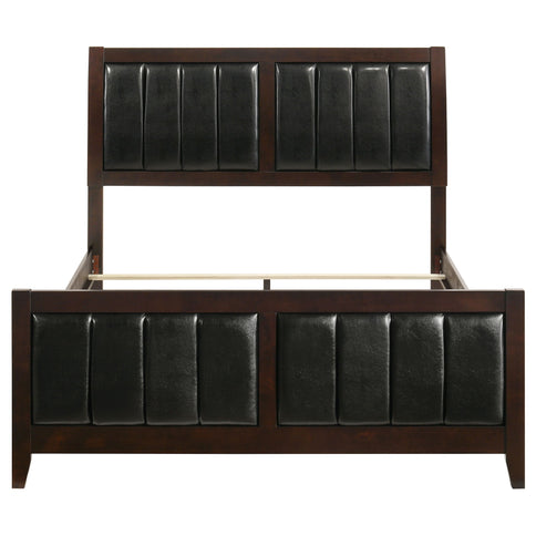 Queen Panel Bed With Upholstered Headboard And Footboard - Brown