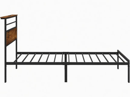 Platform Bed Frame With Charging Station & Headboard Shelves