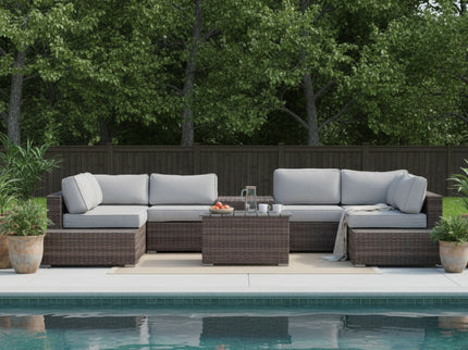 Wicker Sectional Seating Group With Cushions