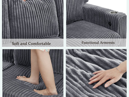 L-Shaped Sofa With Pull Out Sofa Bed With USB