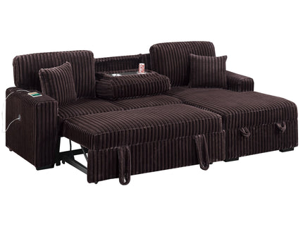 Convertible Sectional Upholstered Sleeper Sofa With Storage Chaise
