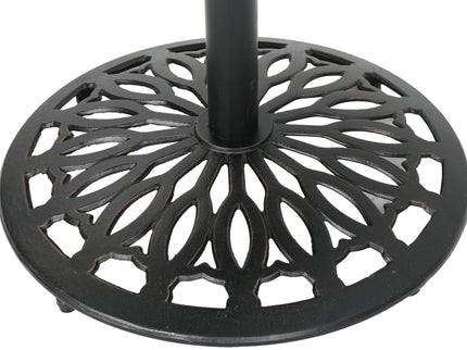 Elegant Cast Aluminum Round Bar Table With Romantic Filigree Design - Copper