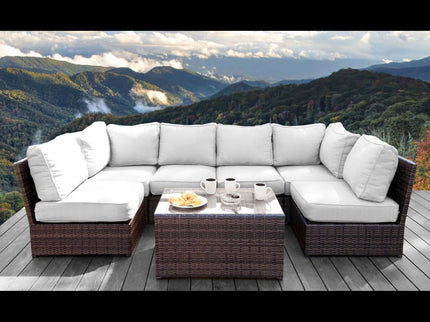 Comfortable Modern Patio Rattan Sectional Set With Cushions