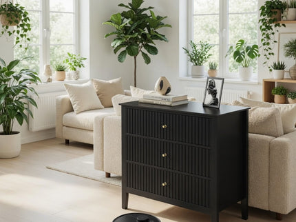Fluted 3 Drawer Nightstand With Soft Close Slides