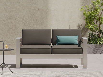 Outdoor Aluminum Loveseat With Cushion - Gray