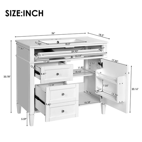 Bathroom Vanity With Top Sink, 2 Drawers And Tip Out Drawer
