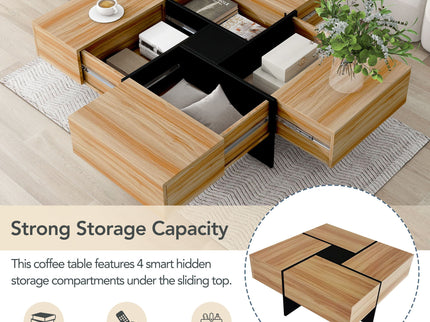Wallace - Coffee Table With 4 Hidden Storage Compartments - Brown