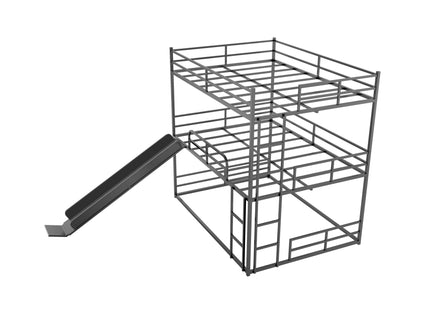 Twin Size House Loft Bed With Slide And Ladder - Black
