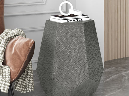 Modern Hammered Iron Geometric End Table