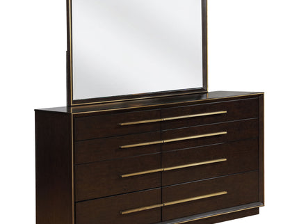 Prescott - 8 Drawer Dresser With Mirror - Smoked Peppercorn Brown
