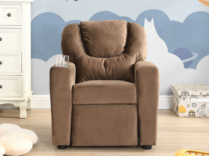 Kids Recliner Chair, Kids Upholstered Couch With Two Cup Holder, Footrest, Backrest, Toddlers Recliner With Headrest And Footrest - Black