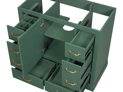 Modern Bathroom Vanity Base Only, 6 Drawer Storage With Adjustable Shelf