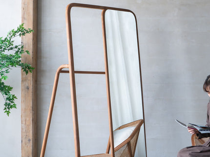 Clothes Hanger With Mirror, Large - Brown